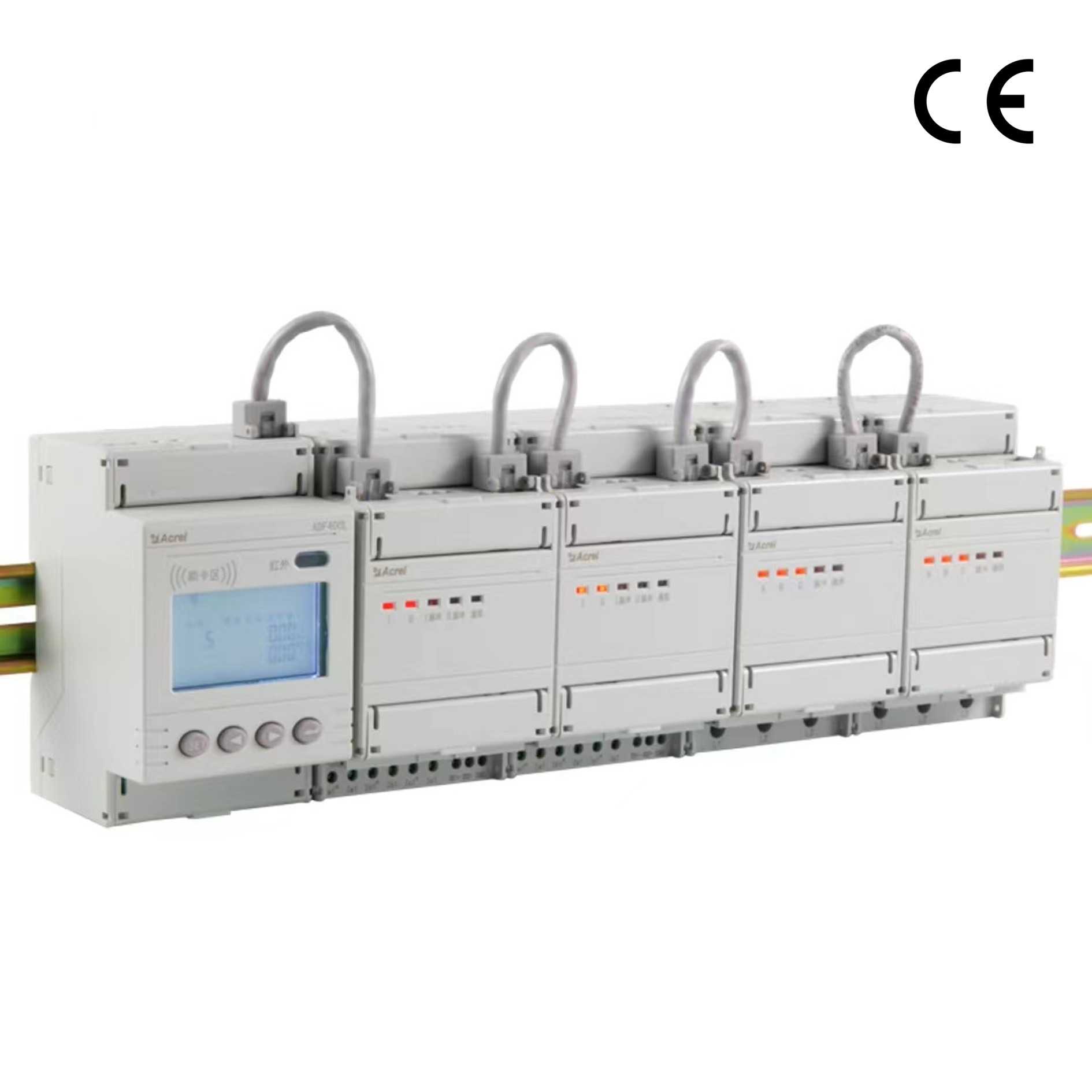 AC Single/tres Phase Multi-circuitus DIN Rail Modular Power Meter